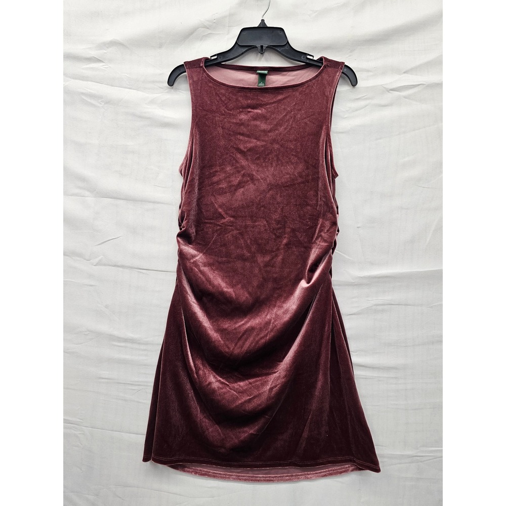 Wild Fable Womens Ruched Velvet Mini Dress Burgundy Polyester Blend Size Medium